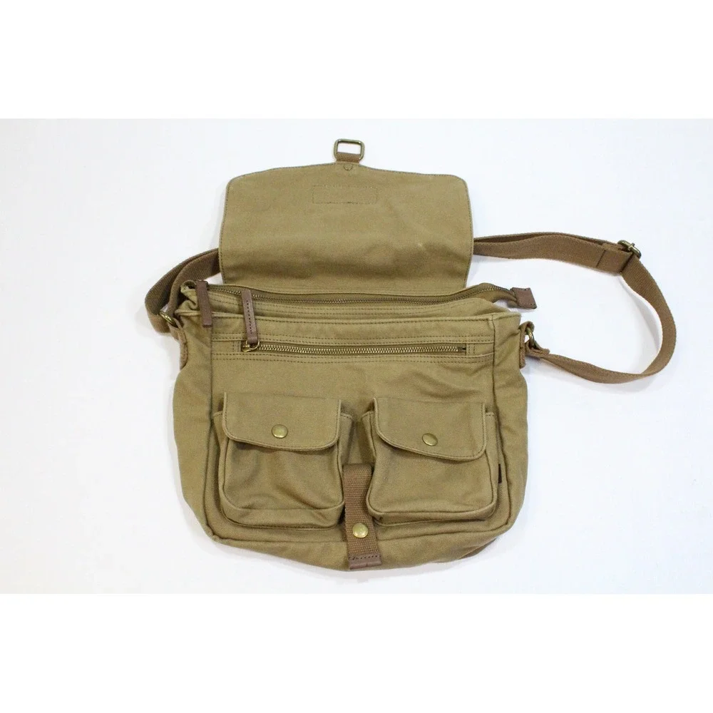 Gootium Canvas Messenger Bag Khaki Brown Crossbody Field Satchel Shoulder Bag